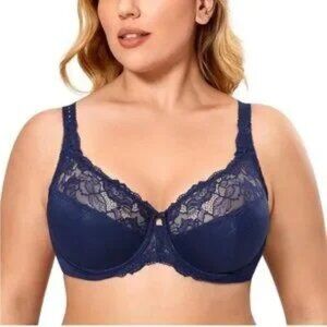 Delmira 34K US  navy satin bra